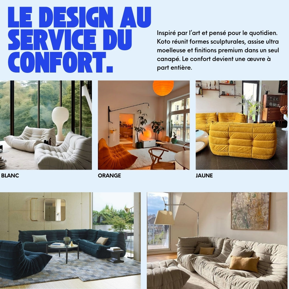 Koto Classic - Canapé Togo Compressé Blanc 2 Places