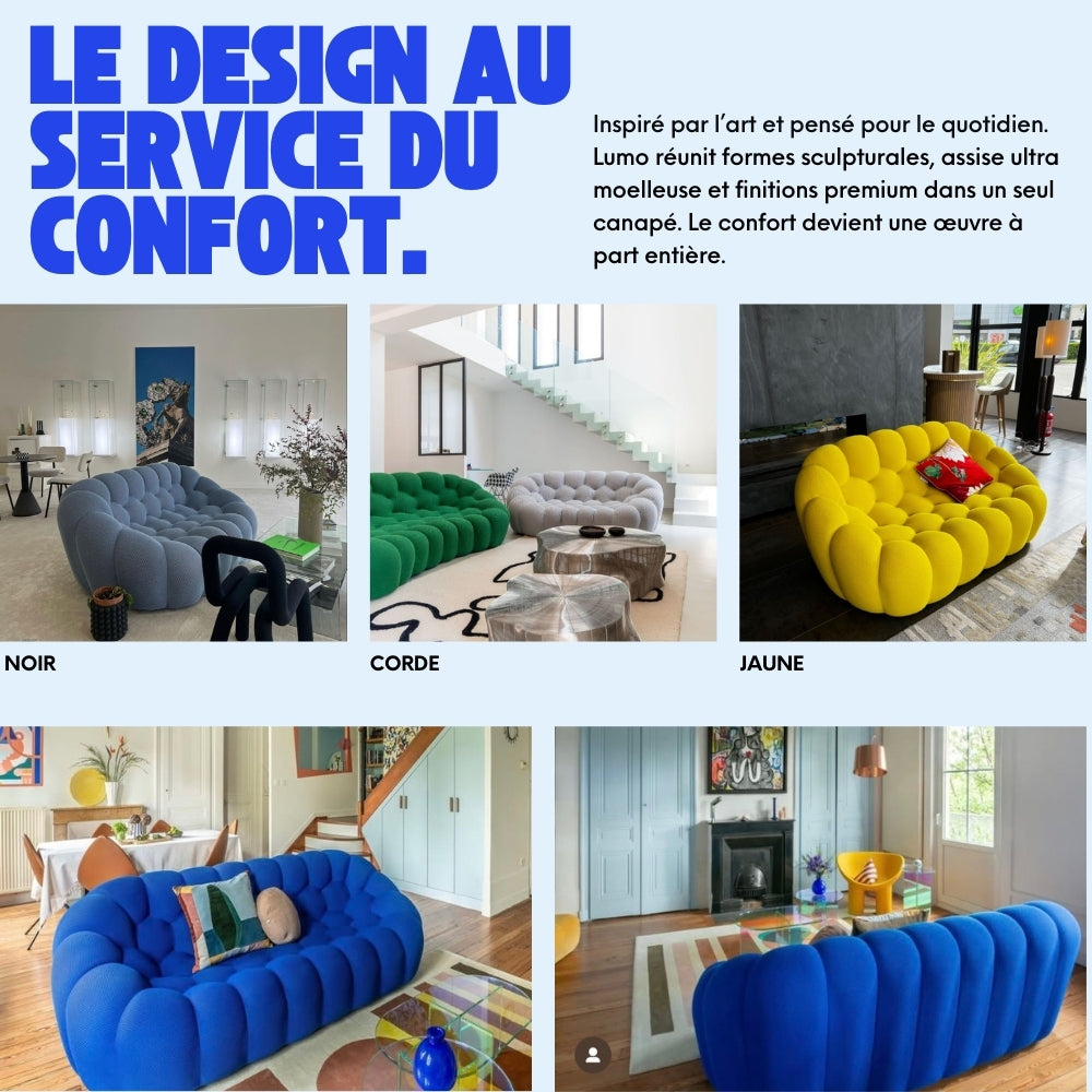 Lumo Classic - Bubble Sofa Compressé Noir 2 Places