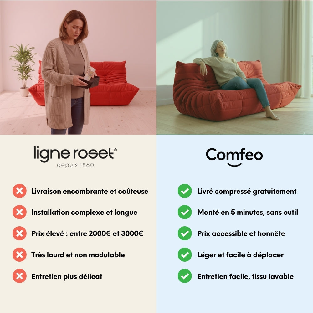 Koto - Canapé Togo Compressé Rouge